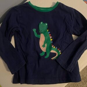 Mini Boden Navy and Green Dinosaur Long Sleeve Tee
